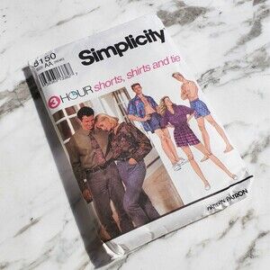 Easy Sewing Pattern for Shorts, Shirt and Tie for Women, Men, and Teens